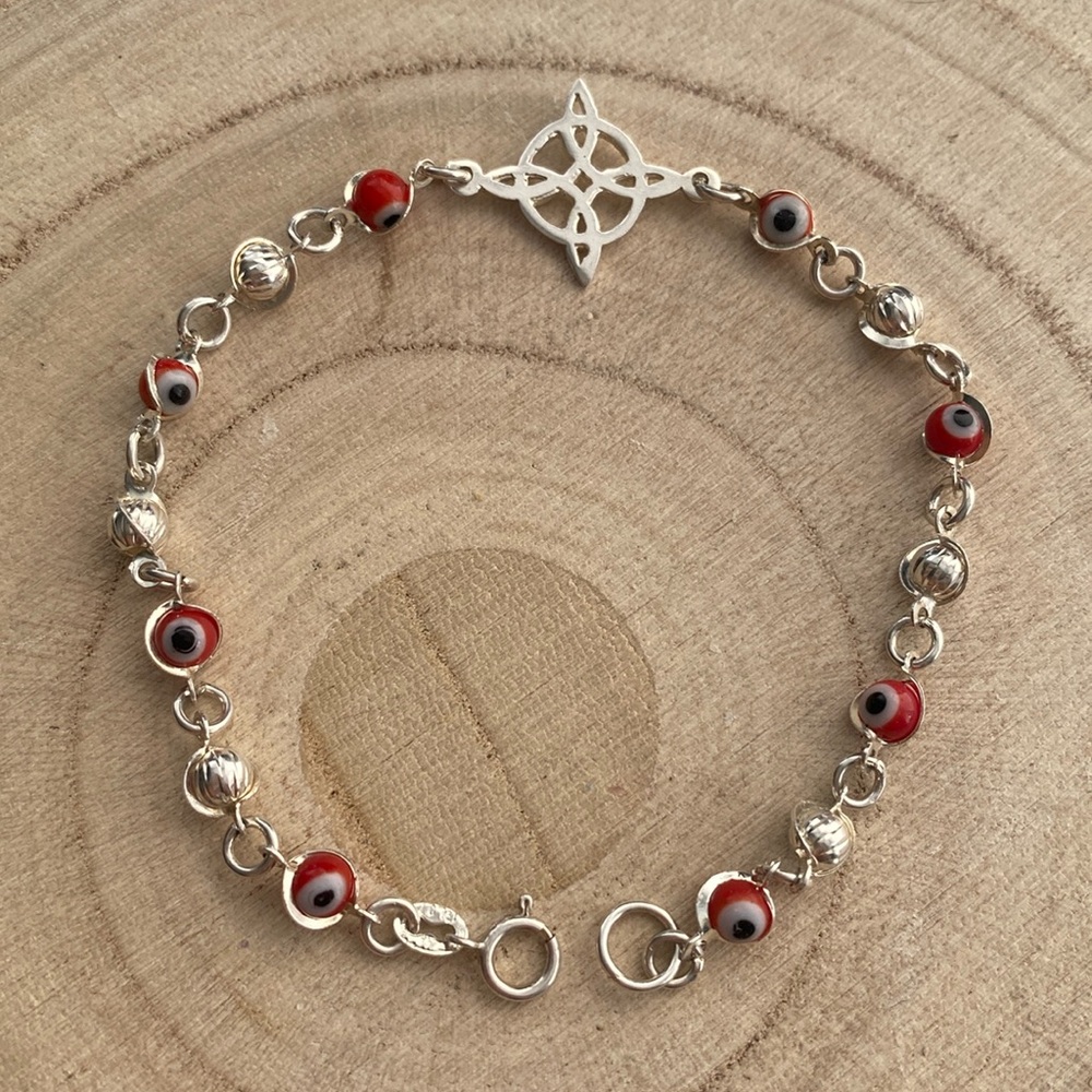 Bracelet devil eye red 925 sterling silver fashion Made in Mexico